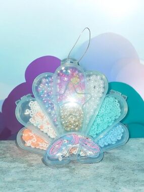 Claire's Seashell Bead and Charm Kit in Teal, Aqua, Pink, Peach